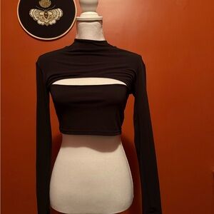 Motel Rocks Black Long Sleeve Crop Top